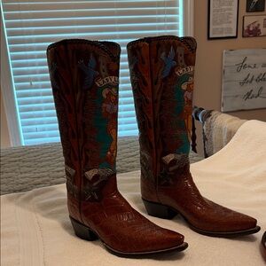 Rocket Buster Brown and Blue Western Cowboy Boots